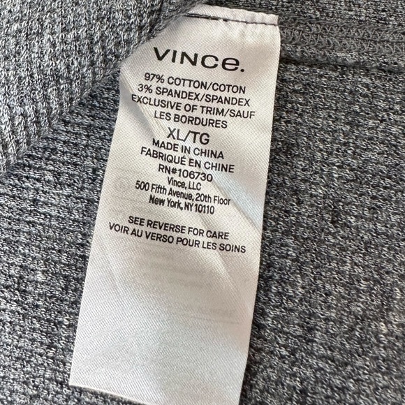 Vince Slim Fit Waffle Knit Long Sleeve Thermal Crewneck Shirt Size XL - Picture 6 of 10